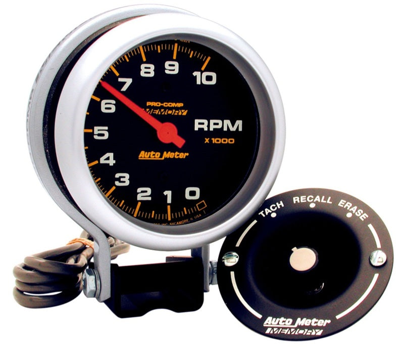 AutoMeter Gauge Tachometer 3-3/4in. 10K RPM Pedestal W/Peak Memory Pro-Comp for performance car tuning and upgrades