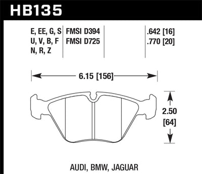 Hawk 95-02 BMW M3 HT-10 Race Front Brake Pads diagram, performance car parts, high performance brakes, DTX Performance approved