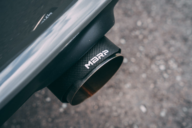 MBRP 18-23 Dodge Durango SRT 6.4L Armor Lite AL Steel 3in Cat Back Exhaust close-up with SS Tips for performance car parts