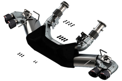 Borla 2020 Chevrolet Corvette C8 6.2L S-Type Exhaust System Dual Round Angle Cut Carbon Fiber Tips for performance upgrades