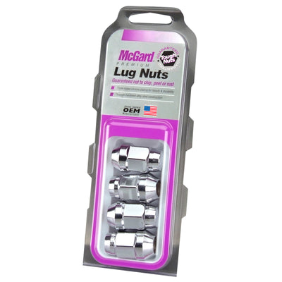 McGard Hex Lug Nut (Cone Seat Bulge Style) 1/2-20 / 3/4 Hex / 1.45in. Length (4-pack) - Chrome, performance car parts, DTX Performance