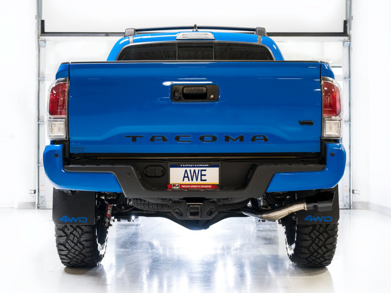 AWE 16-22 Toyota Tacoma 0FG Catback Exhaust w/ BashGuard - Dual Diamond Black Tips - DTX Performance