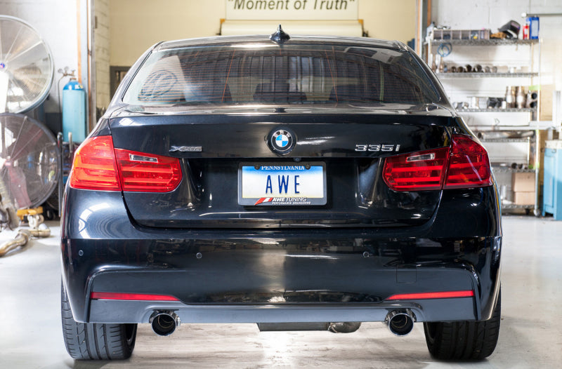 AWE Tuning BMW F3X 335i/435i Touring Edition Axle-Back Exhaust - Diamond Black Tips (90mm) - DTX Performance