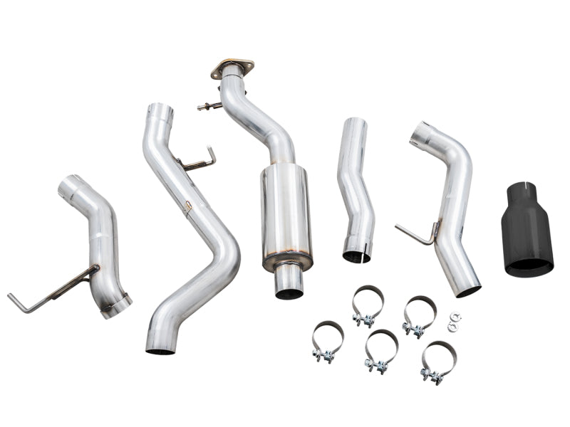 AWE Tuning 2021+ Ford Bronco 0FG Single Rear Exit Exhaust w/Diamond Black Tip & Bash Guard - DTX Performance