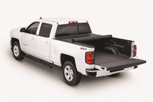 Load image into Gallery viewer, White truck with Tonno Pro 17-19 Ford F-250/F-350 Super Duty 6.8ft Bed Lo-Roll Tonneau Cover open, showcasing bed access