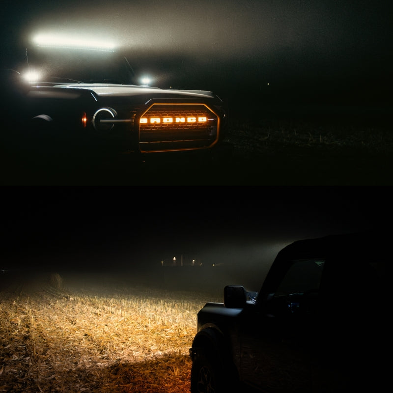 Putco Luminix High Power LED - 50in Curved Light Bar - 48 LED - 19200LM - 51.63x.75x1.5in - 6 Deg on offroad vehicle at night