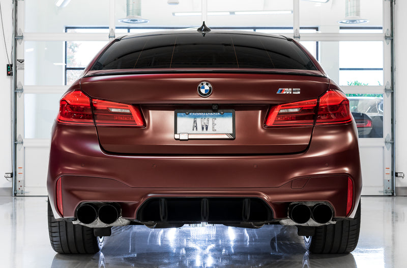 AWE Tuning 18-19 BMW F90 M5 SwitchPatch Cat-Back Exhaust- Black Diamond Tips - DTX Performance