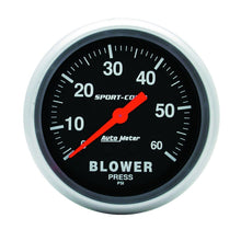 Load image into Gallery viewer, Autometer Sport Comp Mechanical 2 5/8in 60 psi Blower Pressure Gauge for engine performance parts.