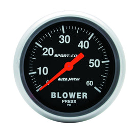 Autometer Sport Comp Mechanical 2 5/8in 60 psi Blower Pressure Gauge for engine performance parts.