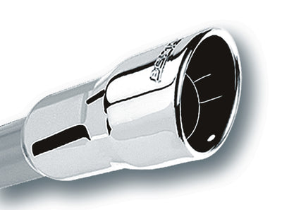 Borla 2.25in Inlet 3.5in Round Rolled Angle Cut Intercooled Outlet x 6.5in Long Embossed Tip - performance car parts DTX Performance