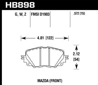 Hawk 17-19 Fiat 124 Spider DTC-30 Front Brake Pads diagram, performance car parts, high performance brakes, tuning upgrades, racing suspension.