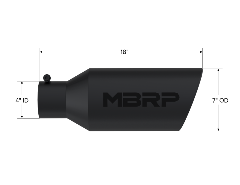 MBRP Universal Exhaust Tip 7in O.D. Rolled End 4in Inlet 18in Length - Black for performance car parts. Shop DTX Performance online.