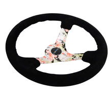 Load image into Gallery viewer, NRG Reinforced Steering Wheel (350mm / 3in. Deep) Blk Suede Floral Dipped w/ Blk Baseball Stitch, high performance car parts