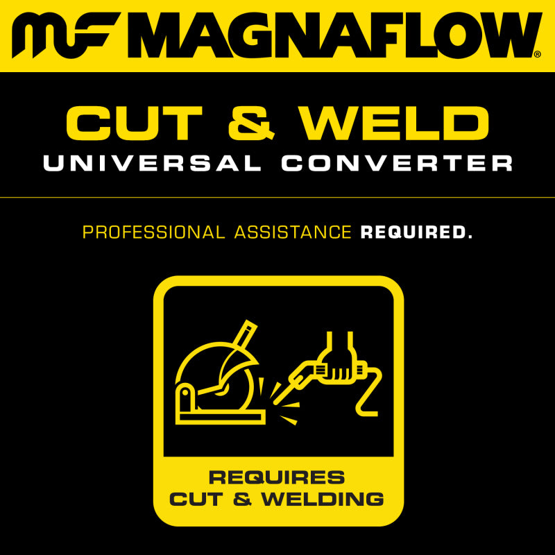 MagnaFlow Conv Univ 2in Inlet/Outlet Center/Center Round catalytic converter - requires cut & welding.