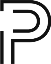 Load image into Gallery viewer, Black stylized letter P logo on white background