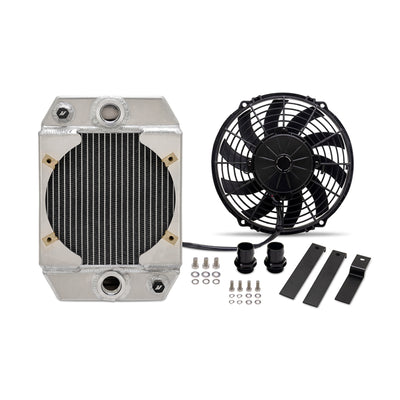 Mishimoto Universal Drag Race Performance Aluminum Radiator - Natural with fan and kit, high performance car parts DTX Performance