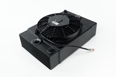 CSF Universal Drag Race / Tuck Radiator w/9in Spal Fan - 10.5in H x 10in L x 3.6in W - Black, performance car parts, DTX Performance.