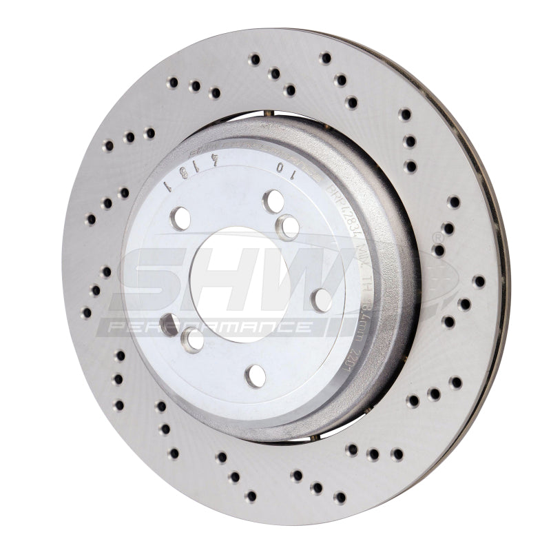SHW 06-08 BMW Z4 3.2L Right Rear Cross-Drilled Lightweight Brake Rotor (34212282304), performance car parts, DTX Performance
