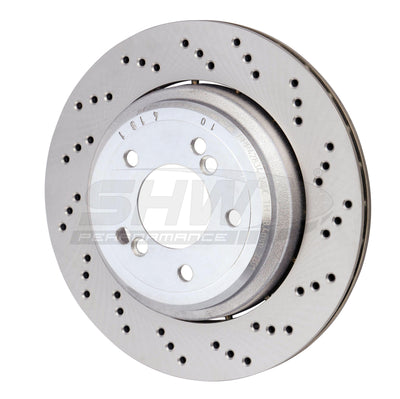 SHW 06-08 BMW Z4 3.2L Right Rear Cross-Drilled Lightweight Brake Rotor (34212282304), performance car parts, DTX Performance