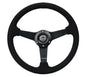 NRG Sport Steering Wheel (350mm/ 1.5in. Deep) Matte Black Spoke/ Black Alcantara w/ Black Stitching - DTX Performance car part