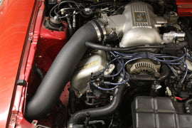 JLT 96-98 Ford Mustang SVT Cobra Black Textured Cold Air Intake Kit w/Red Filter installed, performance car parts