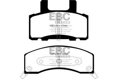 EBC 90-93 Chevrolet C20 8600 LB Yellowstuff Front Brake Pads diagram, performance car parts, high performance brakes