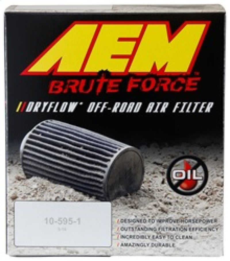 AEM Brute Force Dryflow Air Filter - Conical 6in Base OD / 5.125in Top OD / 5.25in Height from DTX Performance