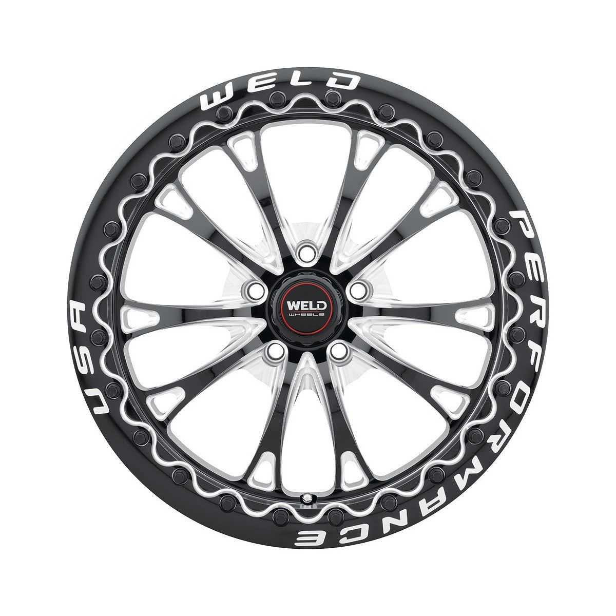 Weld Belmont Beadlock 17x10 / 5x120 BP / ET42 / BS 7.15 / 78.1 CB Gloss Black MIL Weld