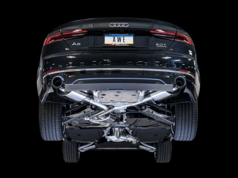 AWE Tuning Audi B9 A5 Touring Edition Exhaust Dual Outlet - Chrome Silver Tips (Includes DP) - DTX Performance