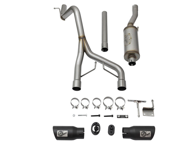 aFe Rebel Series CB 2.5in Dual Center Exit SS Exhaust w/ Black Tips 07-15 Jeep Wrangler 3.6L/3.8L V6 - DTX Performance