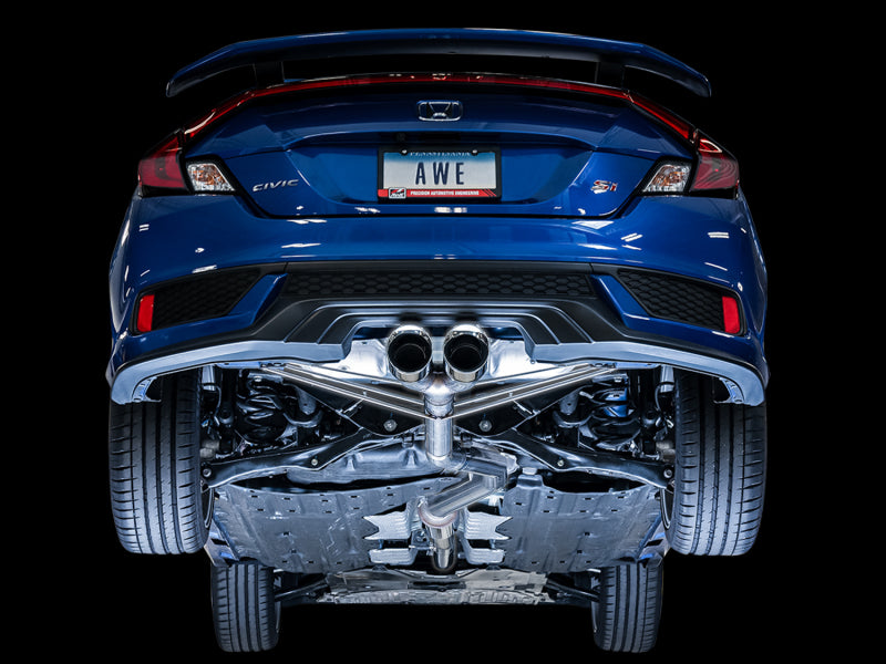 AWE Tuning 2016+ Honda Civic Si Track Edition Exhaust w/Front Pipe & Dual Chrome Silver Tips - DTX Performance