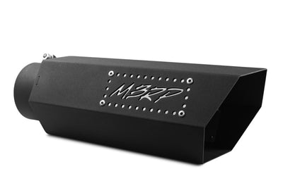 MBRP Universal Hex Tip 4in Inlet 16in Length w/ Logo - Black Coated for high performance exhaust