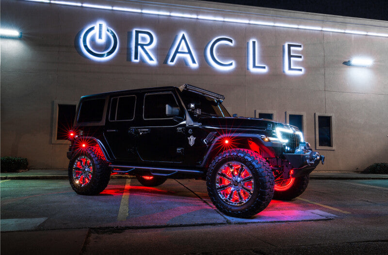 Oracle Bluetooth + RF Underbody Rock Light Kit - 8 PCS - ColorSHIFT on off-road Jeep at night.