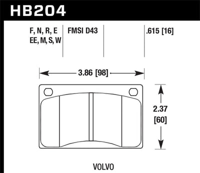 Hawk 90-93 Volvo 240 DTC-30 Front Race Pads for high performance car parts