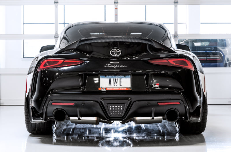 AWE 2020 Toyota Supra A90 Resonated Touring Edition Exhaust - 5in Diamond Black Tips - DTX Performance