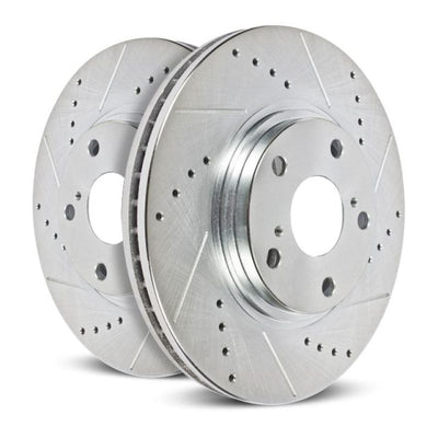 Power Stop 05-18 Chevrolet Silverado 1500 Front Evolution Drilled & Slotted Rotors - Pair for high performance brakes