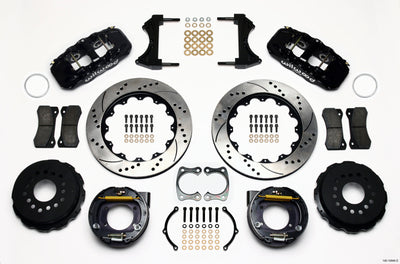 Wilwood AERO4 Rear P-Brake Kit 14.00in Drilled Big Ford New Style 2.50in Offset for high performance brakes upgrade by DTX Performance