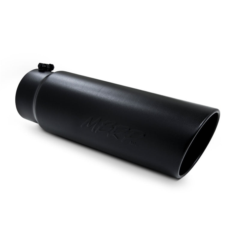 MBRP Universal Tip 6in OD Angled Rolled End 5in Inlet 18in Lgth Black Finish Exhaust for performance car parts.