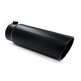 MBRP Universal Tip 6in OD Angled Rolled End 5in Inlet 18in Lgth Black Finish Exhaust for performance car parts.