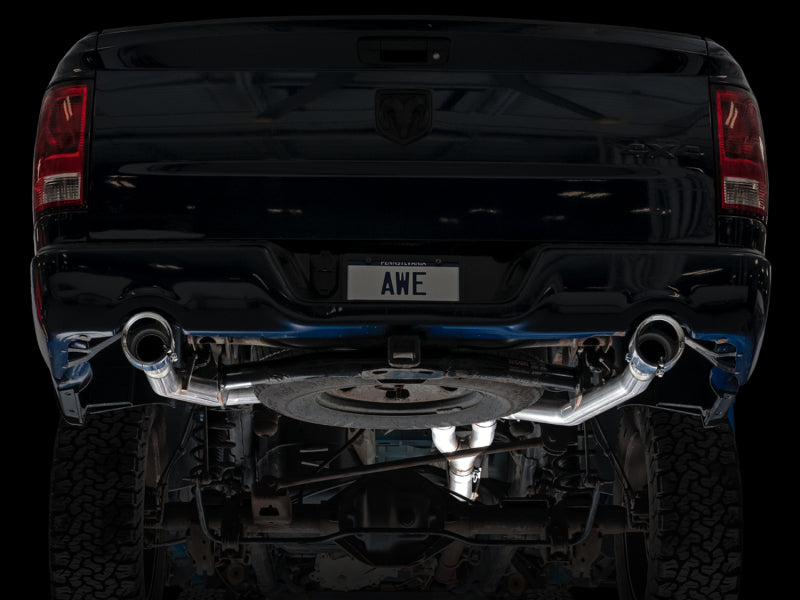 AWE Tuning 09-18 RAM 1500 5.7L (w/Cutouts) 0FG Dual Rear Exit Cat-Back Exhaust - Chrome Silver Tips - DTX Performance