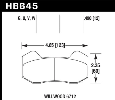 Hawk Wilwood Type 6712 DTC-60 Brake Pads diagram, performance car parts