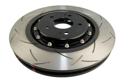 DBA 08+ EVO X Front Slotted 5000 Series 2 Piece Rotor Assembled w/ Black Hat; performance car parts by DTX Performance.
