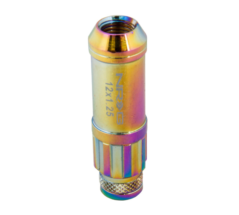 NRG 700 Series M12 X 1.5 Steel Lug Nut w/Dust Cap Cover Set 21 Pc w/Locks & Lock Socket - Neochrome, performance car part