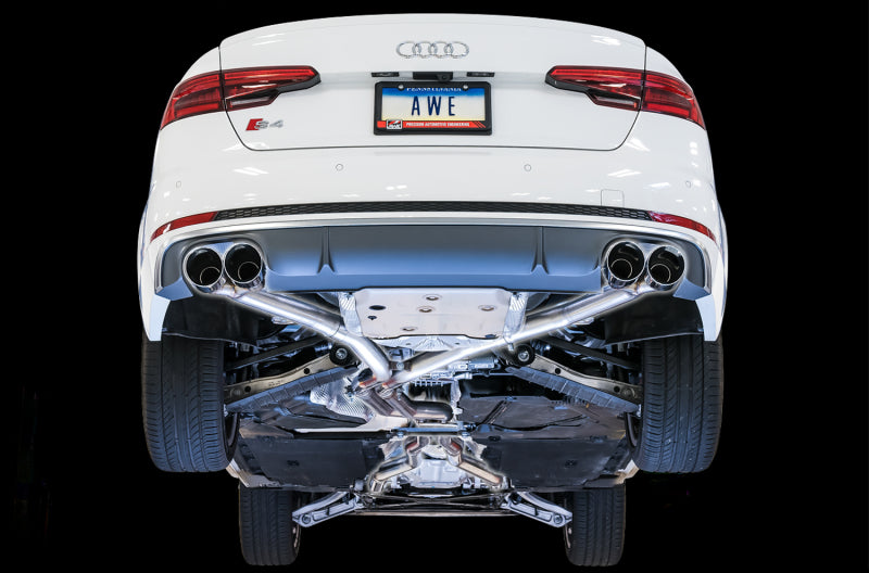 AWE Tuning Audi B9 S4 Track Edition Exhaust - Non-Resonated (Black 102mm Tips) - DTX Performance