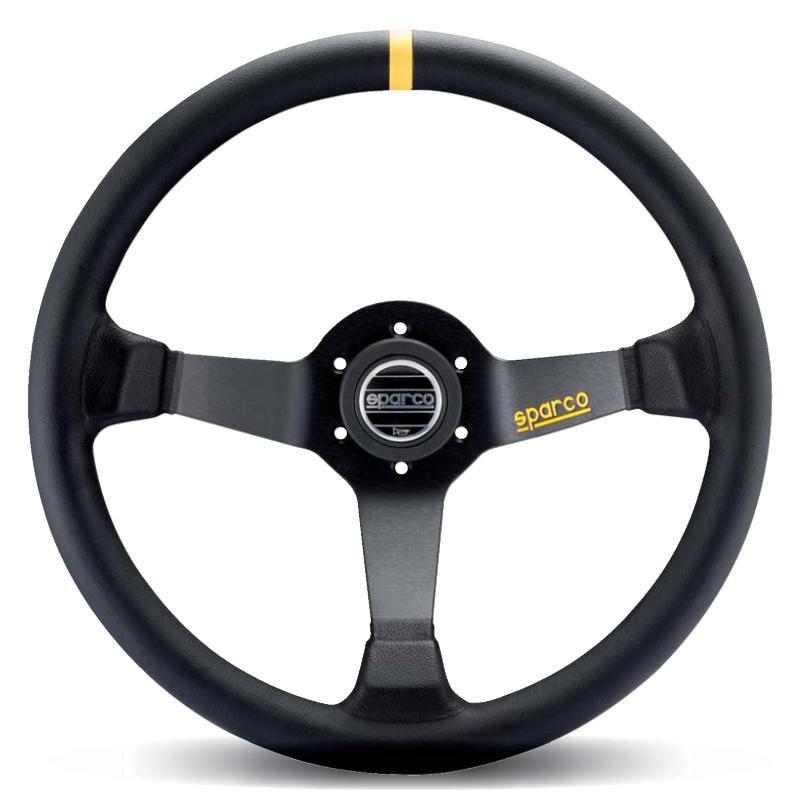 Sparco Steering Wheel 345 Leather Black - High performance auto part by DTX Performance for racing and tuning enthusiasts.