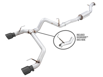 AWE Tuning 2021+ Ford Bronco 0FG Dual Rear Exit Exhaust w/Diamond Black Tips & Bash Guard for performance car tuning