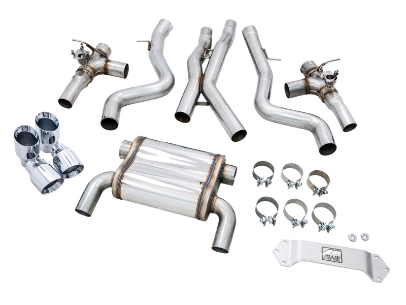 AWE Tuning BMW F8X M3/M4 SwitchPath Catback Exhaust - Chrome Silver Tips - DTX Performance