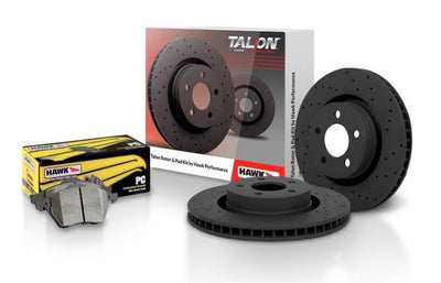 HAWK Talon Rotors for high performance car parts, featuring DTX Performance design for brake upgrades and engine performance.