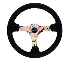 Load image into Gallery viewer, NRG Reinforced Steering Wheel (350mm/3in Deep) Blk Suede Floral Dipped w/ Blk Baseball Stitch - performance car parts