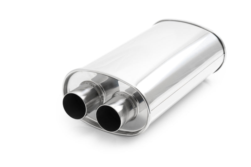 Vibrant Universal Streetpower 3in Stainless Steel Dual In-Out Oval Muffler for high performance car tuning and exhaust systems at DTX Performance.